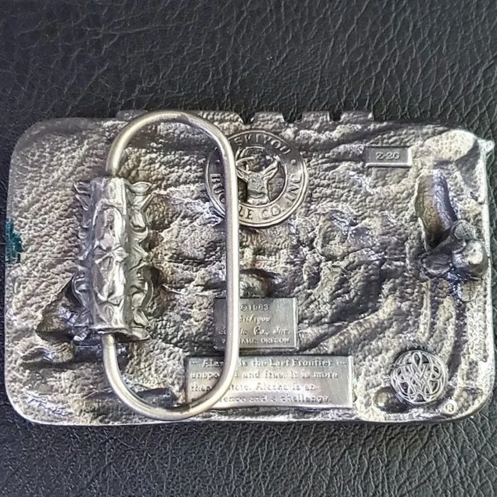SISKIYOU BUCKLE CO Vintage 1983 Alaska The Great Land Wildlife Belt Buckle Moose